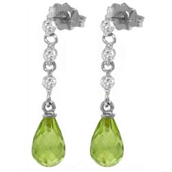 Genuine 3.3 ctw Peridot & Diamond Earrings Jewelry 14KT White Gold - REF-42R9P