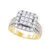 Image 1 : 2.02 CTW Princess Diamond Cluster Bridal Engagement Ring 14KT Yellow Gold - REF-209K9W