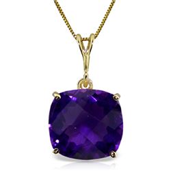 Genuine 3.6 ctw Amethyst Necklace Jewelry 14KT Yellow Gold - REF-28T9A