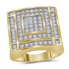 Image 1 : 1.76 CTW Mens Diamond Square Cluster Ring 10KT Yellow Gold - REF-142X4Y