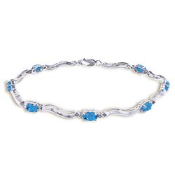 Genuine 2.16 ctw Blue Topaz & Diamond Bracelet Jewelry 14KT White Gold - REF-76Z7N