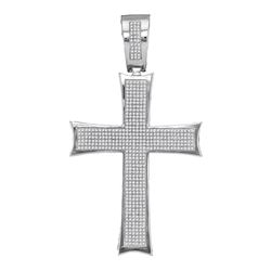 1.48 CTW Mens Diamond Pattee Cross Charm Pendant 10KT White Gold - REF-134N9F