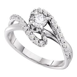 0.50 CTW Diamond Solitaire Swirl Bridal Engagement Ring 14KT White Gold - REF-86X8Y