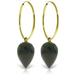 Genuine 24.5 ctw Black Spinel Earrings Jewelry 14KT Yellow Gold - REF-36K2V