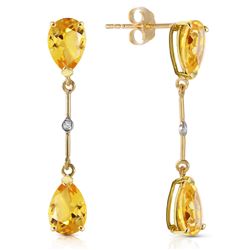 Genuine 6.01 ctw Citrine & Diamond Earrings Jewelry 14KT Yellow Gold - REF-42W4Y