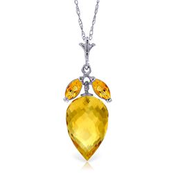Genuine 10 ctw Citrine Necklace Jewelry 14KT White Gold - REF-28A9K