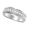 1 CTW Mens Diamond Wedding Ring 14KT White Gold - REF-132F2N