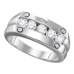 1.01 CTW Mens Diamond Screw Ring 10KT White Gold - REF-104K9W