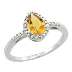 Natural 1.53 ctw citrine & Diamond Engagement Ring 14K White Gold - REF-25W5K