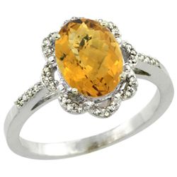 Natural 1.85 ctw Whisky-quartz & Diamond Engagement Ring 10K White Gold - REF-28Z4Y