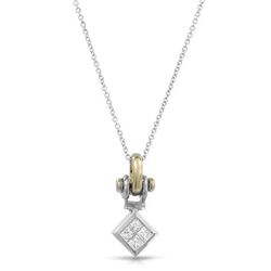 18KT Two Tone Gold 0.29ctw Diamond Pendant with Chain