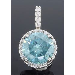 14KT White Gold 1.50ct Bluish Greenish GIA Cert Diamond Pendant