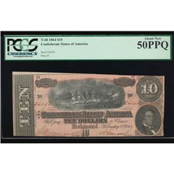 1864 $10 Confederate Sates of America Note PCGS 50PPQ