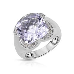 14KT White Gold 8.33ct Amethyst and Diamond Ring