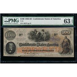 1862-63 $100 Confederate States of American Note PMG 63EPQ