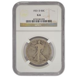 1921-D Walking Liberty Half Dollar Coin NGC G6