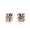 Image 1 : 14KT White Gold 6.82ctw Multi Color Sapphire and Diamond Earrings