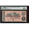 Image 1 : 1864 $5 Confederate States of America Note PMG 63