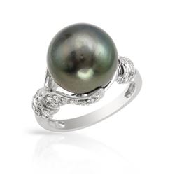 14KT White Gold 14.18ct Tahitian Pearl and Diamond Ring