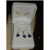 Image 1 : Simulated Blue Sapphire Pendant with Sterling Chain, and Simulated Blue Sapphire Earrings