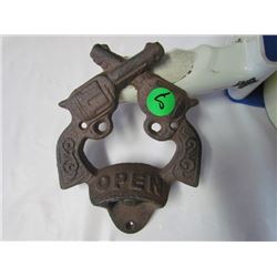 Cast iron cross revolver bottle opener