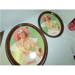 2 Coca-Cola Ladies trays 13x10.5 & 17x14