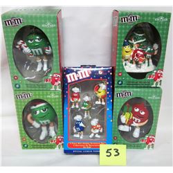 Lot 5 new M&M Christmas ornaments