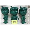 Image 1 : 3- 1970's Jolly Green Giant "Little Green Sprout" dolls "baby sprout" 6 inches
