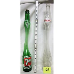 Pepsi and 7Up stretched soda bottles
