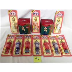 PEZ lot 2- 2004 heirloom collection 'firemen' ornaments 10- 1980's body parts sets/candy made in Hun