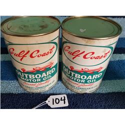 Pair of gulf coast outboard motor oil quarts/full
