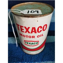 Texaco motor oil tin quart- full