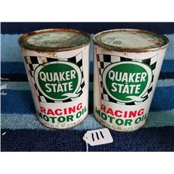 Pair of Quaker state racing oil quarts - full