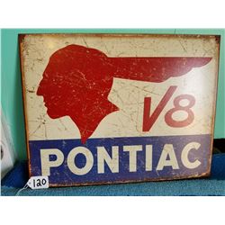 Pontiac V8 tin sign - repro 12" X 16"