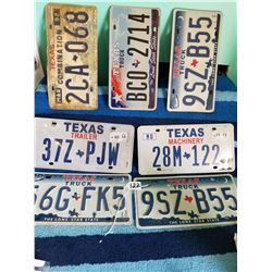 7 assorted Texas license plates