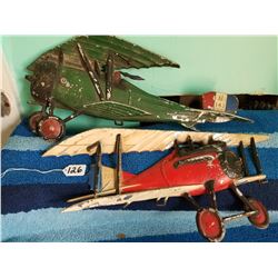 2 Aluminum Airplanes 18" Long 1970s