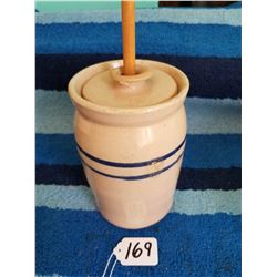 Miniature Blue Ring Butter Churn 6" Tall