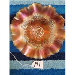 Carnival Glass Fluted Bowl-9"