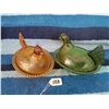 Image 1 : Green and Amber Glass Hen on a Nest
