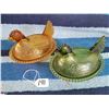 Image 1 : Green and Amber Glass Hen on A nNest