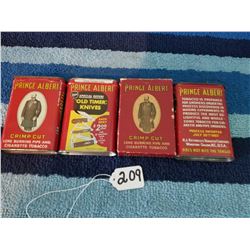 4 Different Prince Albert Pocket Tins