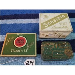 3 Tobacco Tins