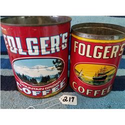 Pair of Folgers Coffee Tins -1 is Pat. 1931