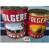 Image 1 : Pair of Folgers Coffee Tins -1 is Pat. 1931