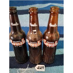 3 Unusual Brown Crush Pop Bottles 10oz