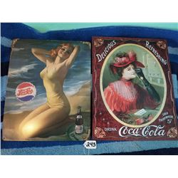 Coke + Pepsi Advertising Signs 16x12" Repro