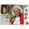Image 1 : 2015 Polish Pope Paul 2 Calendar. American greetings ornament. Assorted photo buttons.
