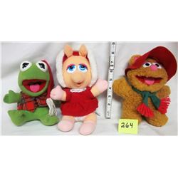 3 1987 McDonald's Henson Muppets plush dolls.