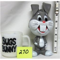 1976 Mattel Hong Kong Bugs Bunny Chatter Chum doll  & Bugs Bunny cup