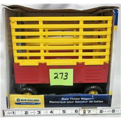 NEW 1:16 2009 New Holland NH bale throw wagon. Die cast steel & plastic.